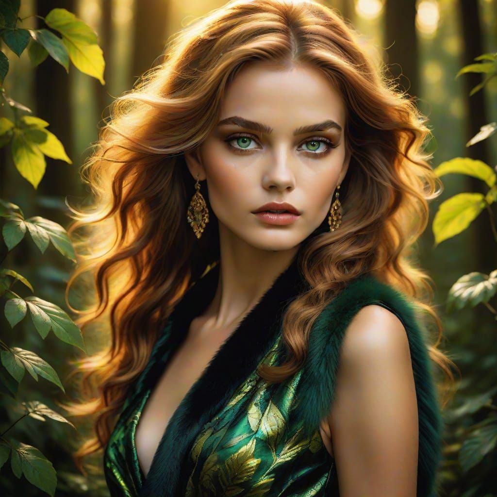 Glamorous Woodland Vixen in High Fashion Photography