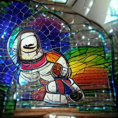Astronaut in Stained Glass Style