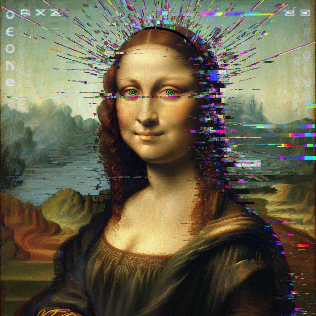 Mona Lisa: Digital Corruption in Glitch Art Style