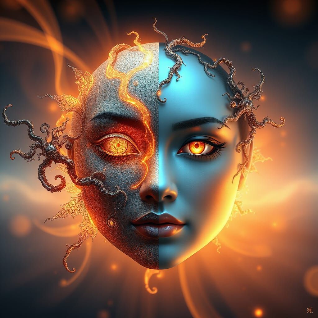 Yin Yang Harmony in Futuristic Chinese Art