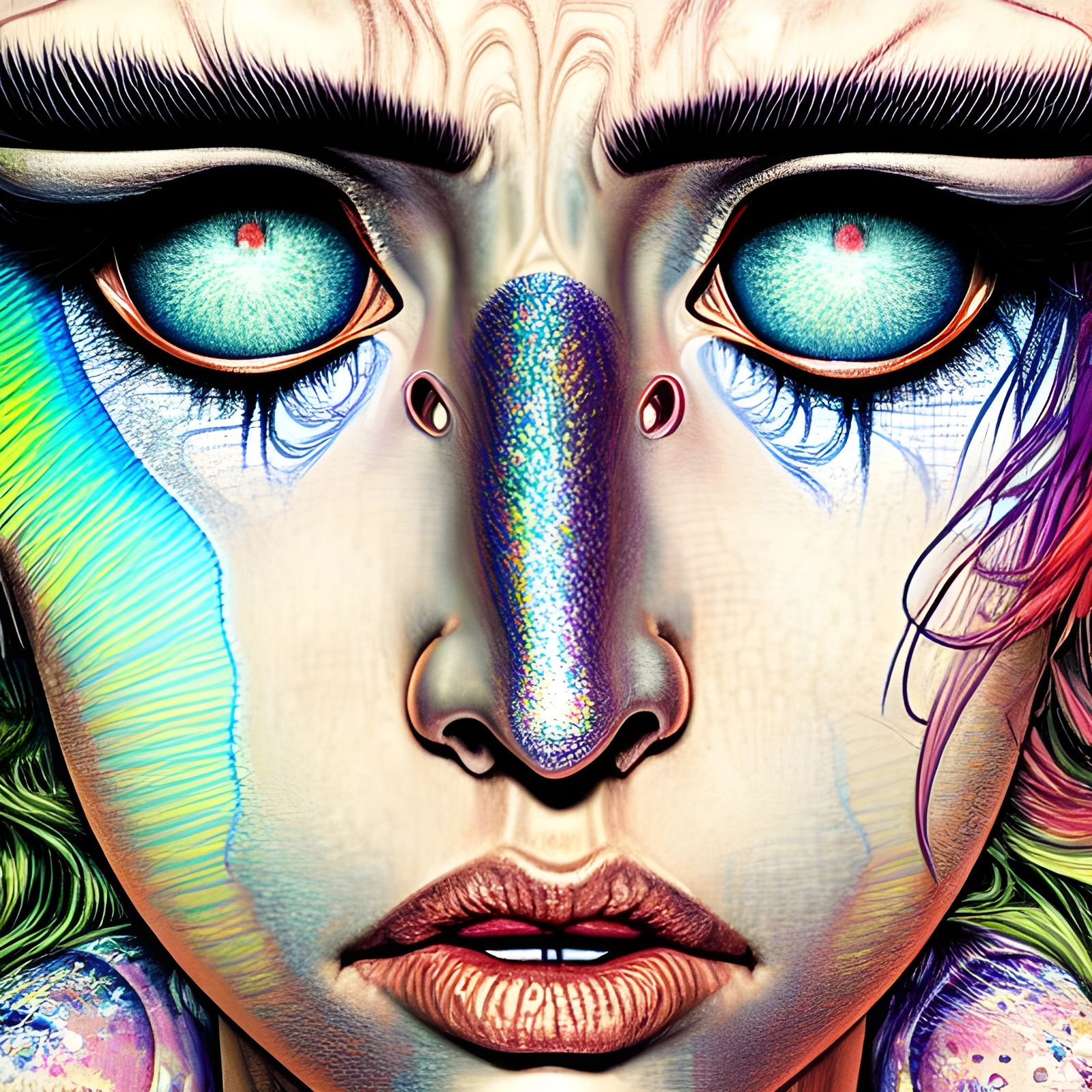 Intricate Rainbow Splash in Cel-Shaded Style