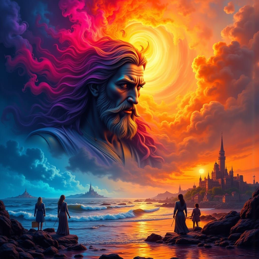 Abstract Expressionist Face of Jesus in Smoke