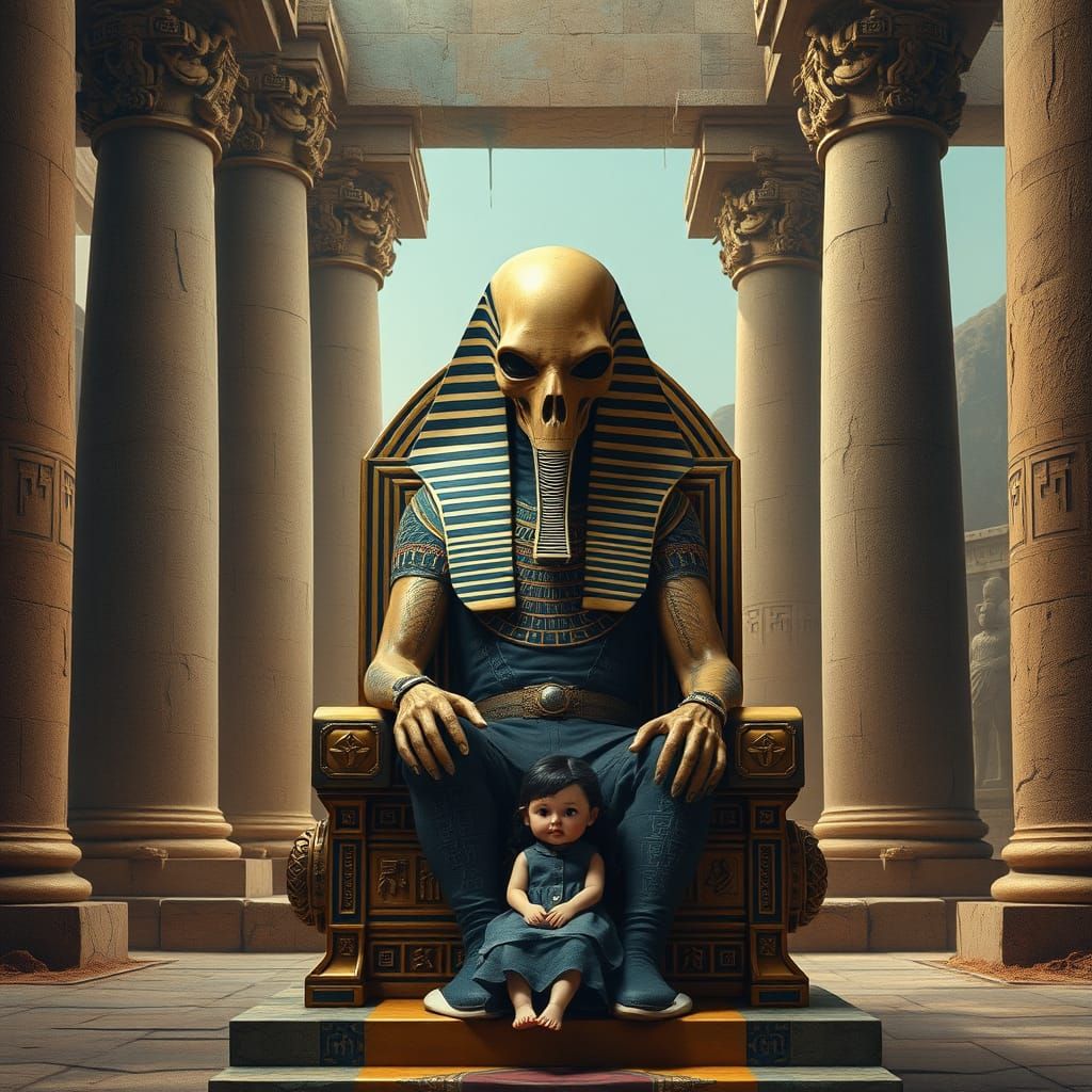 Ethereal Pharaoh in Ancient, Alien-Inspired Egyptian Royalty