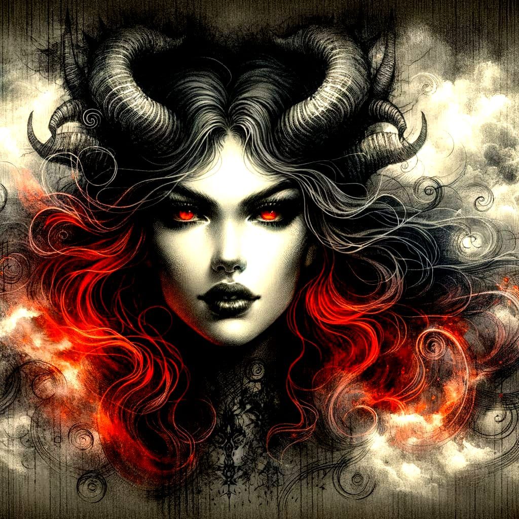 A Dark Fantasy Portrait of a Fearsome Female Figure