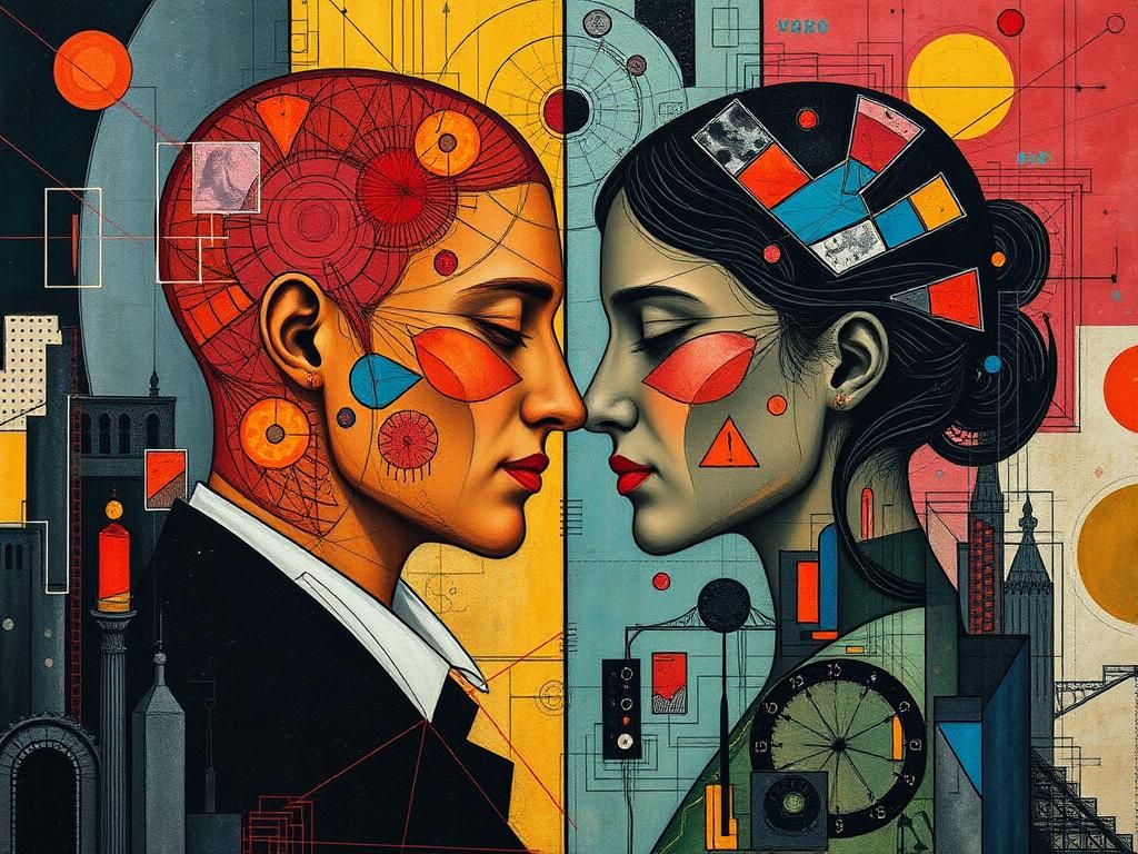 Couple in Tense Conversation, Inspired by Egon Schiele's Exp...