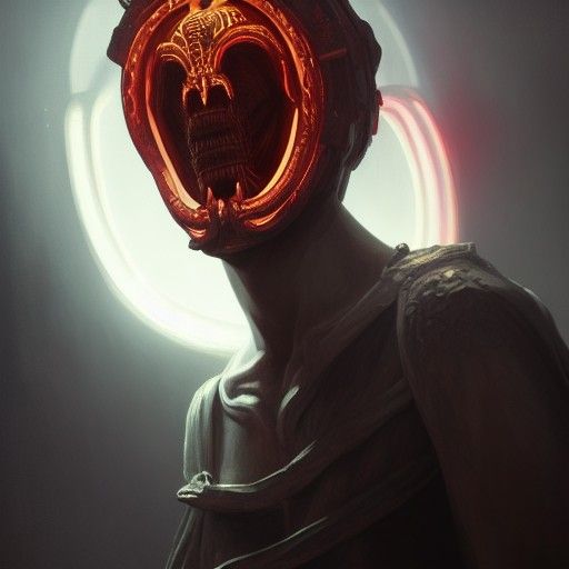 Eldritch Cultist in Mask, Baroque Horror Concept Art