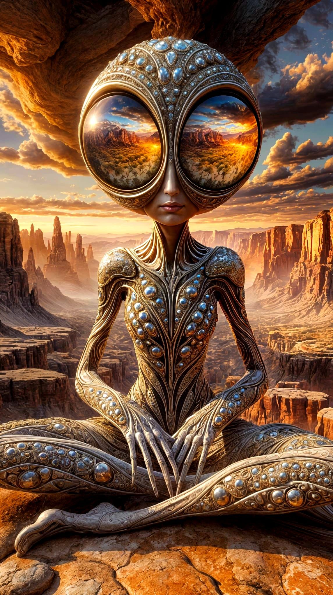 Whimsical Desert Wanderer in Mesmerizing Landscape