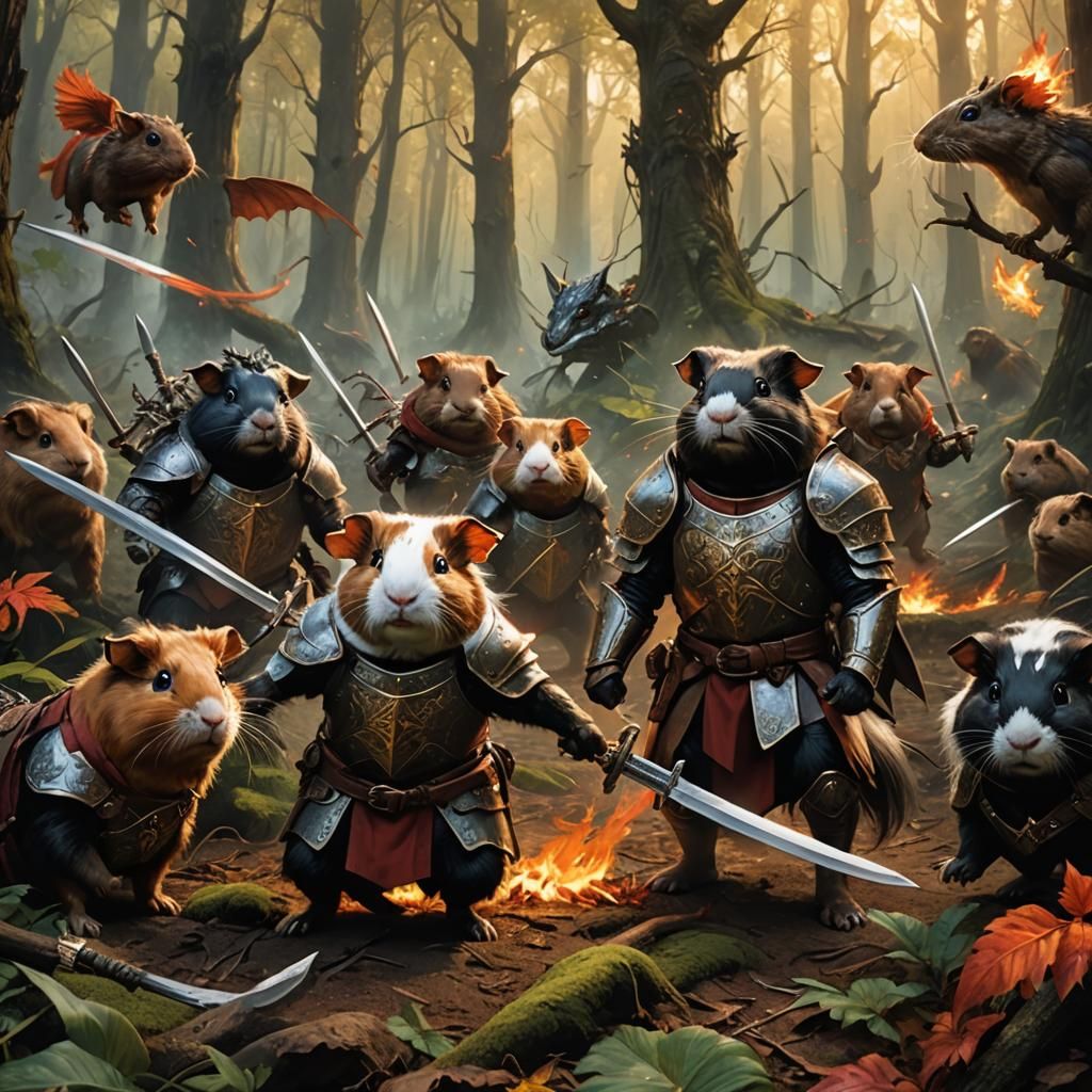 Guinea Pigs vs Dragons in Fantasy Matte Painting