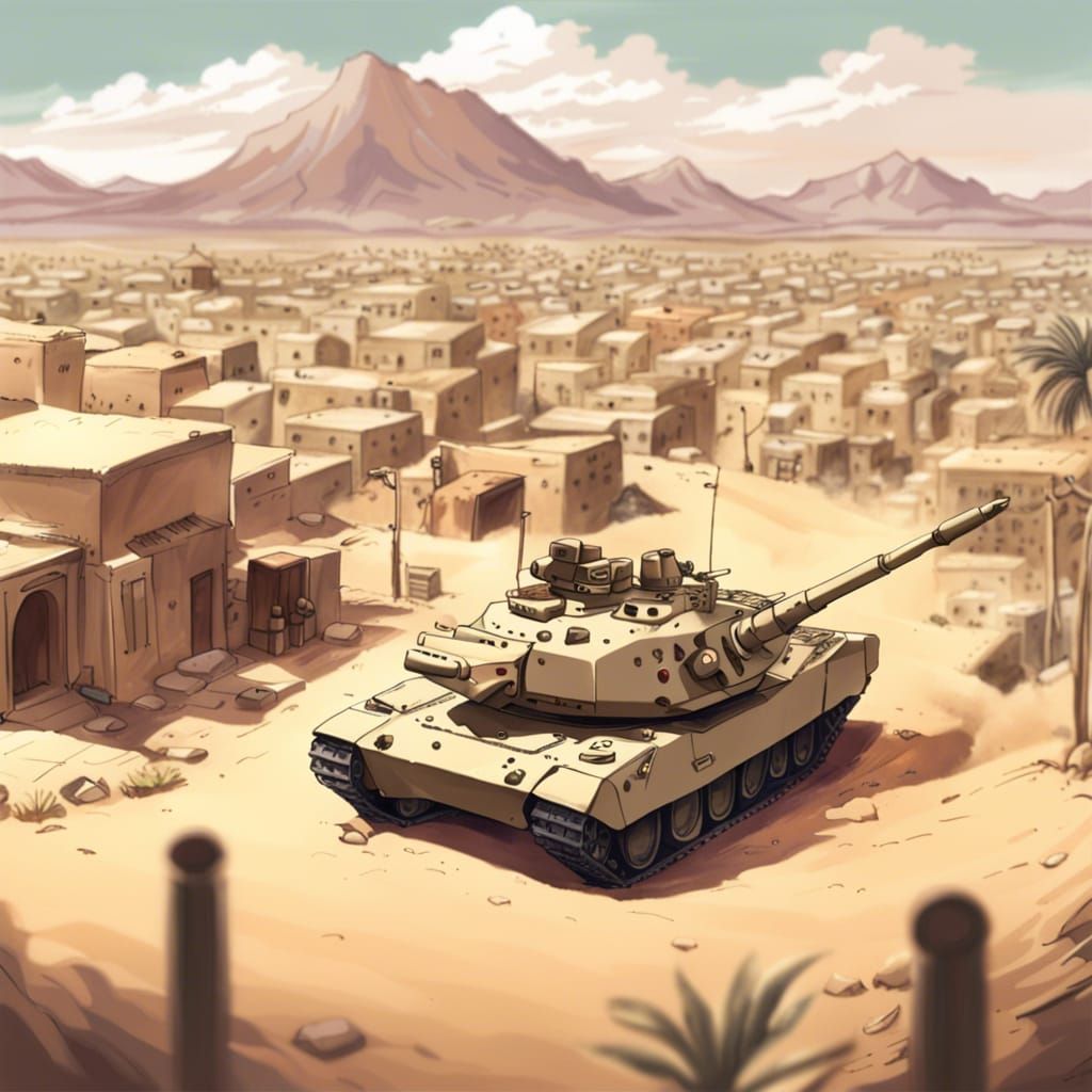 M1A2 Abrams in Desert Town: Anime Style