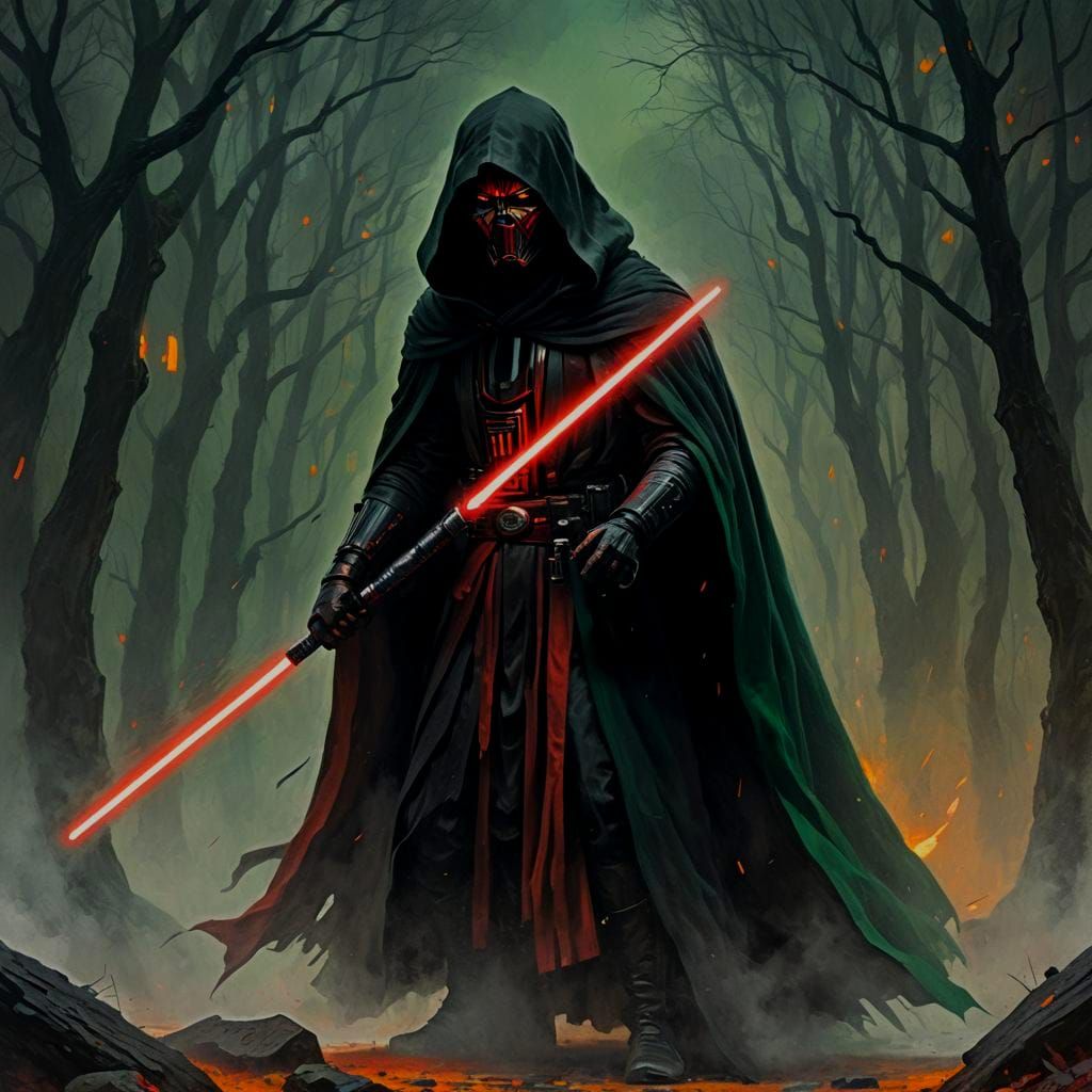 Powerful Sith Lord with Red Lightsaber