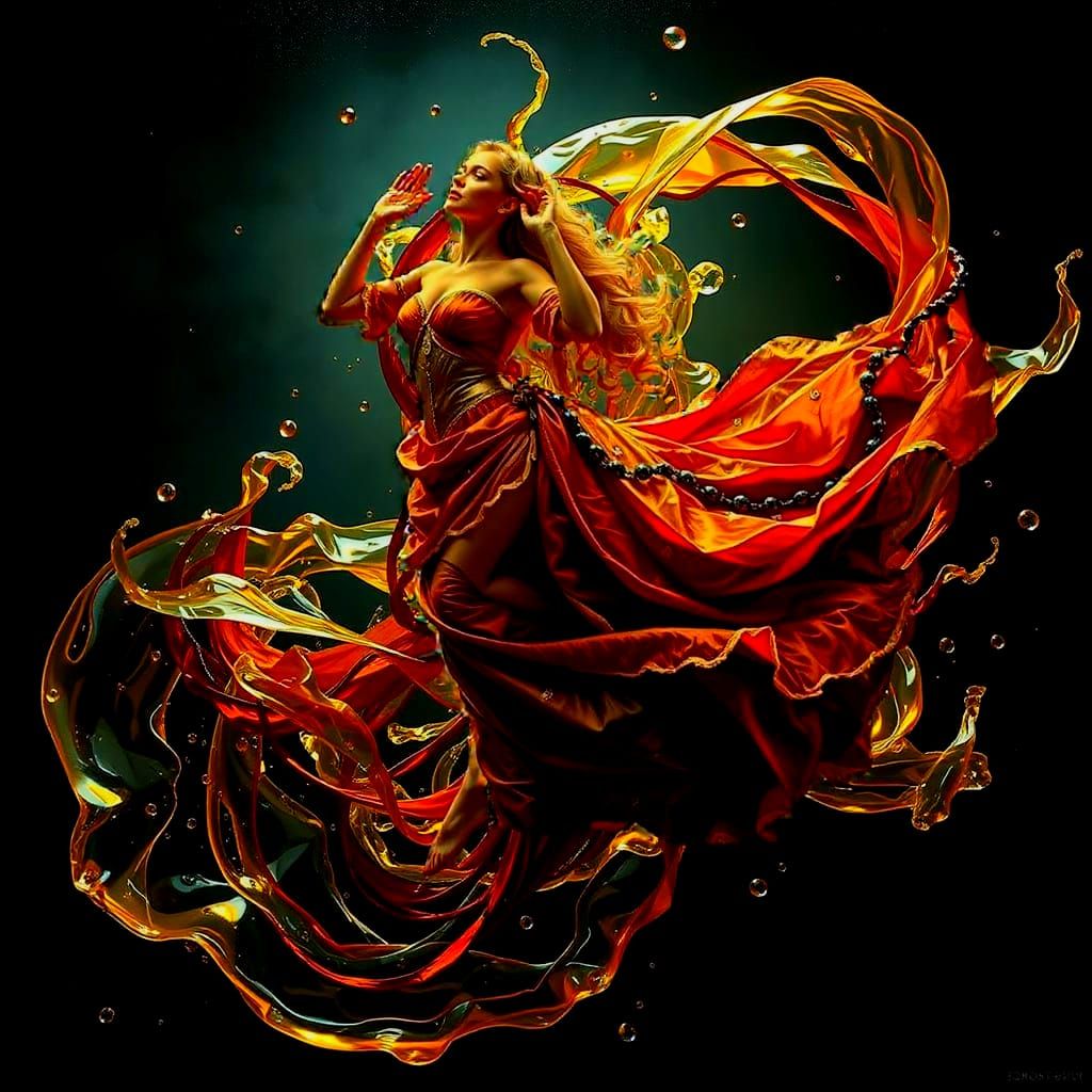 Abstract Swirling Shapes in Hyperrealistic Style