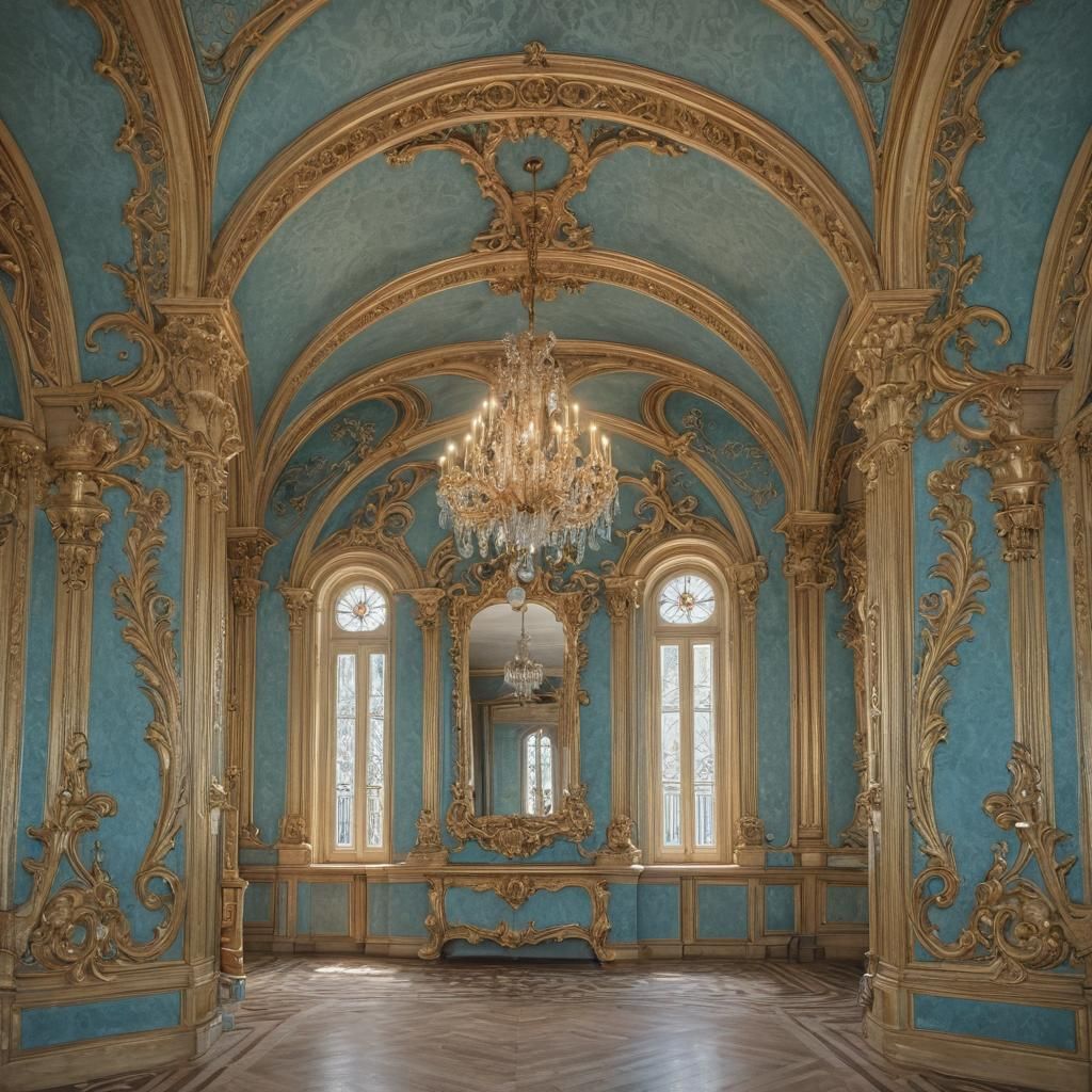 Blue Wine Under Autumn Moon: Art Nouveau Illustration