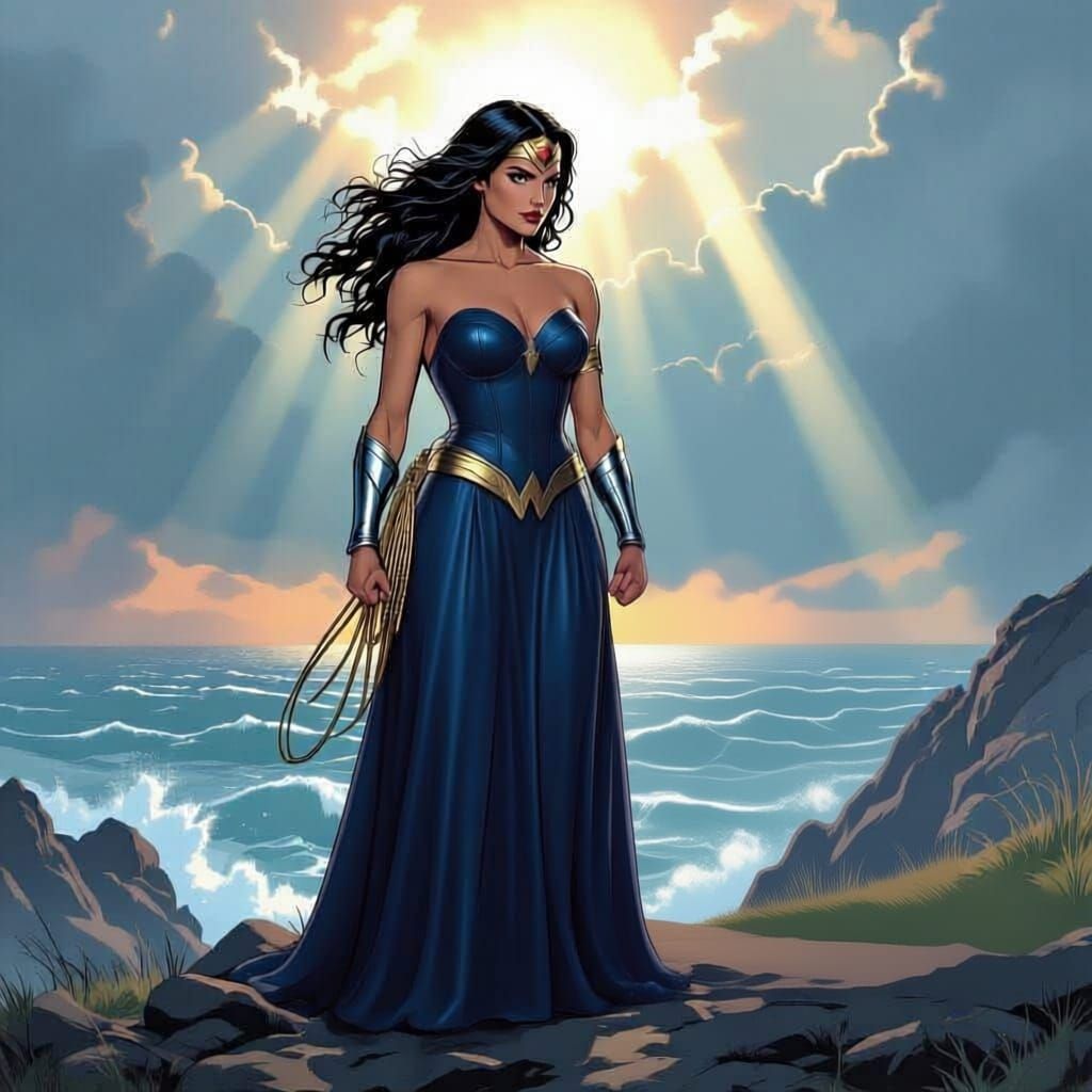 Wonder Woman with Her Loyal Canine Companion