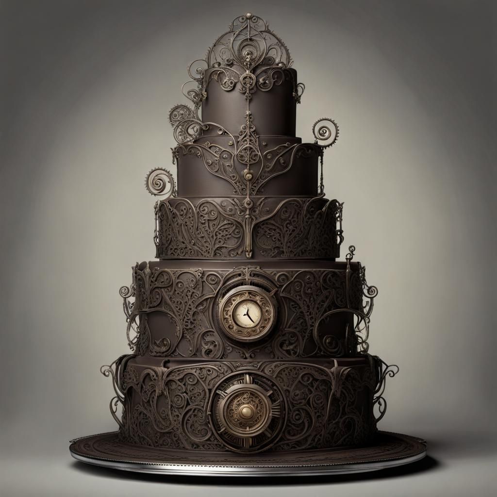 Ornate Gothic Steampunk Wedding Cake