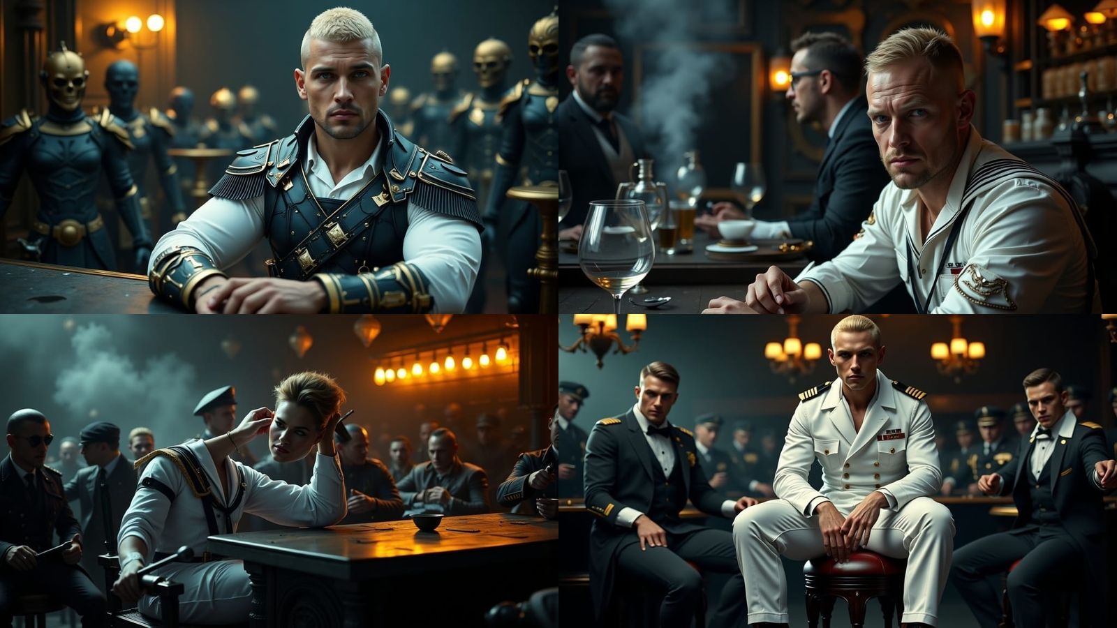 WWI Sailor in Steampunk Bar, Photorealistic