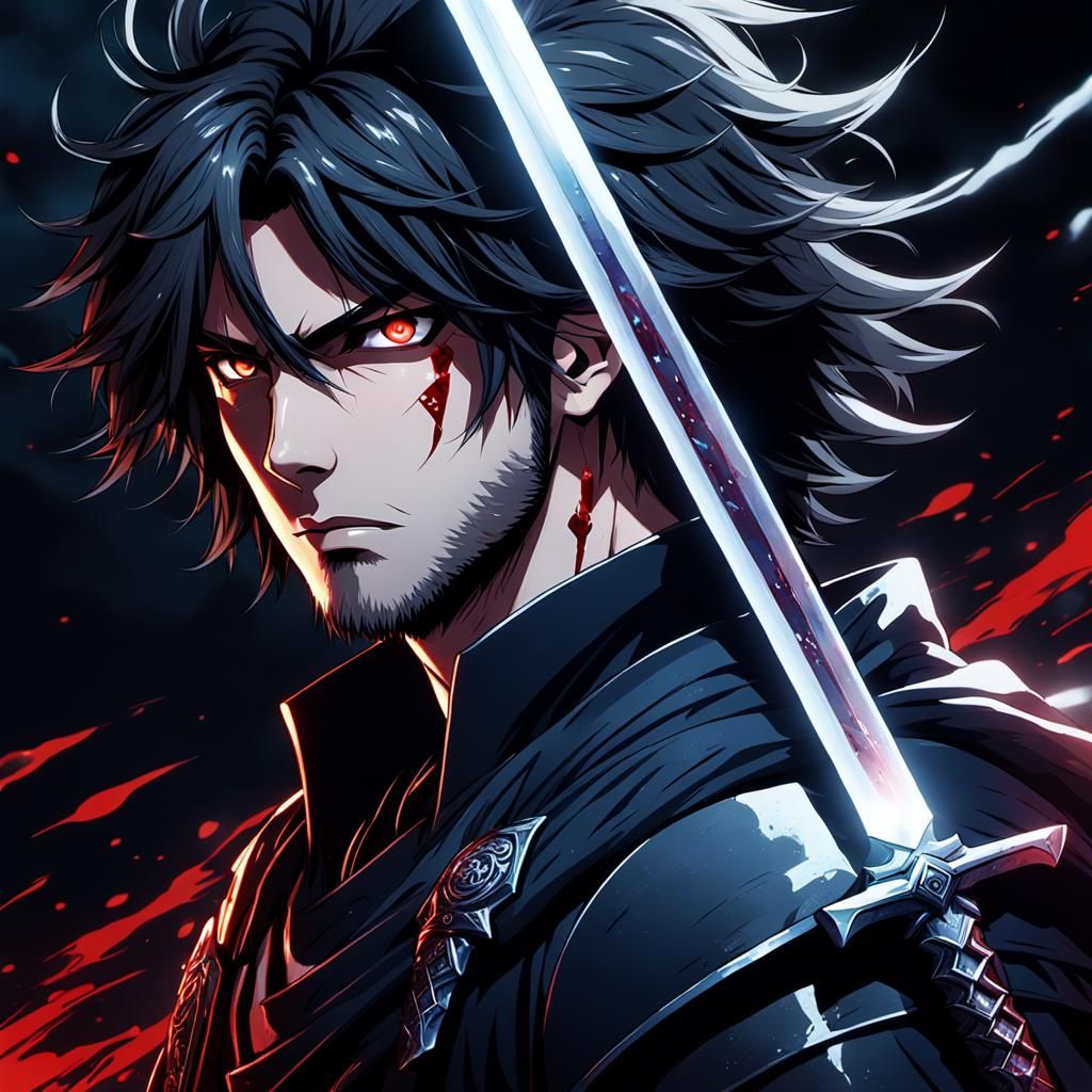 Man with Sword of Kronos: Anime Illustration