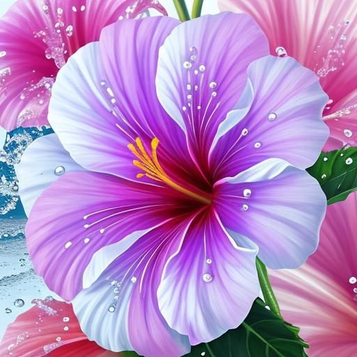 Hibiscus Flower with Water Droplets