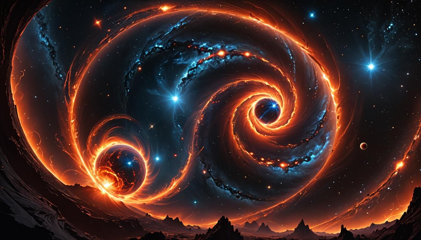 Blue Dwarf Spirals Around Red Giant Star