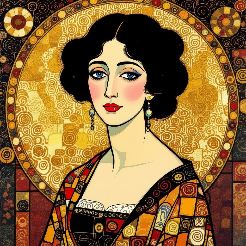 Woman's Portrait in the Style of Gustav Klimt