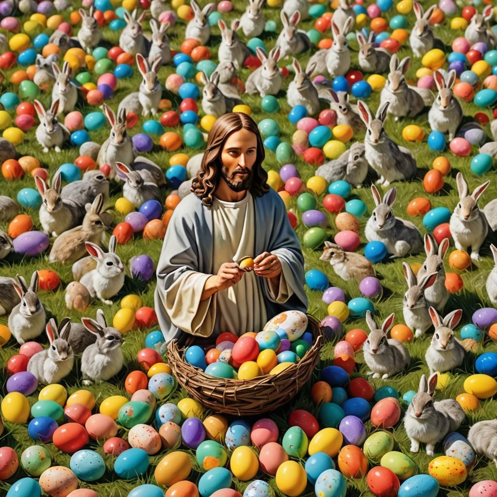 Jesus Christ in an Easter Egg Hunt