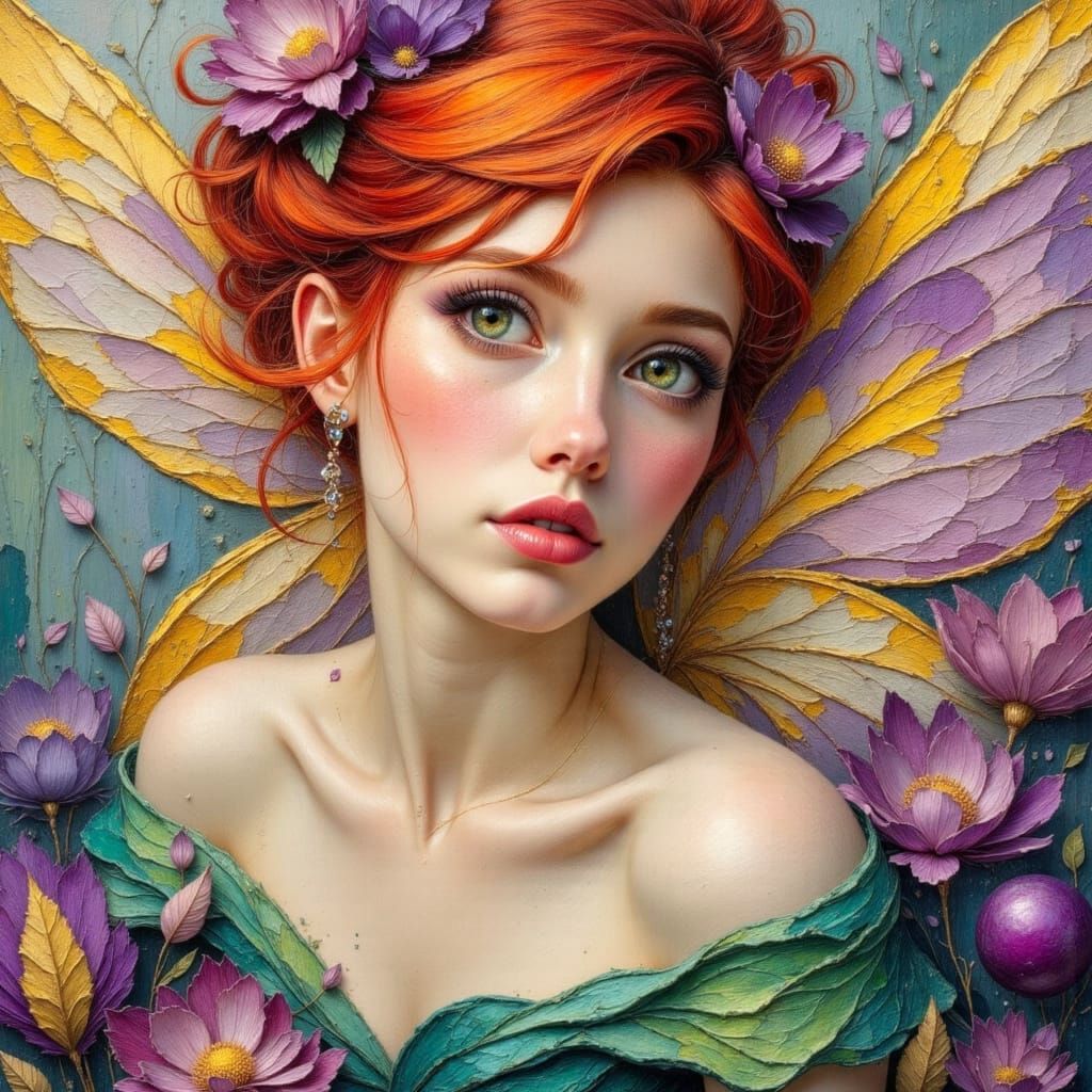 Elegant Fairy in Soft Pastel Impasto Style