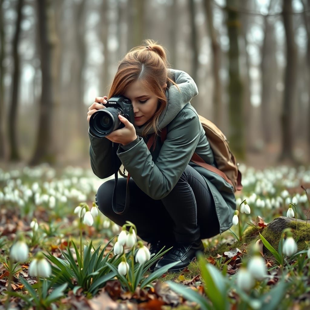Photographer Captures Snowdrops in Detailed Forest Scene