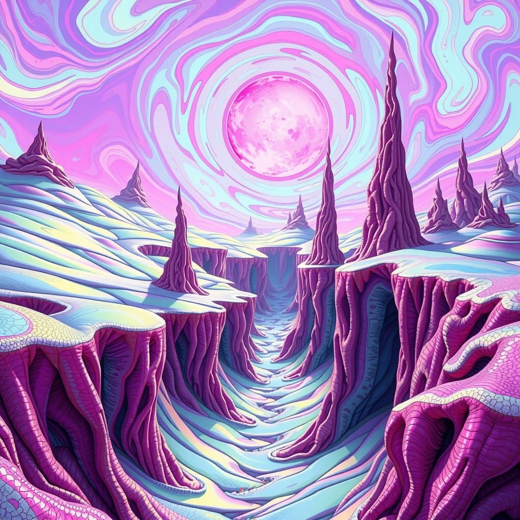 Ethereal, Dreamlike Alien World Unfolds in Vibrant, Iridesce...