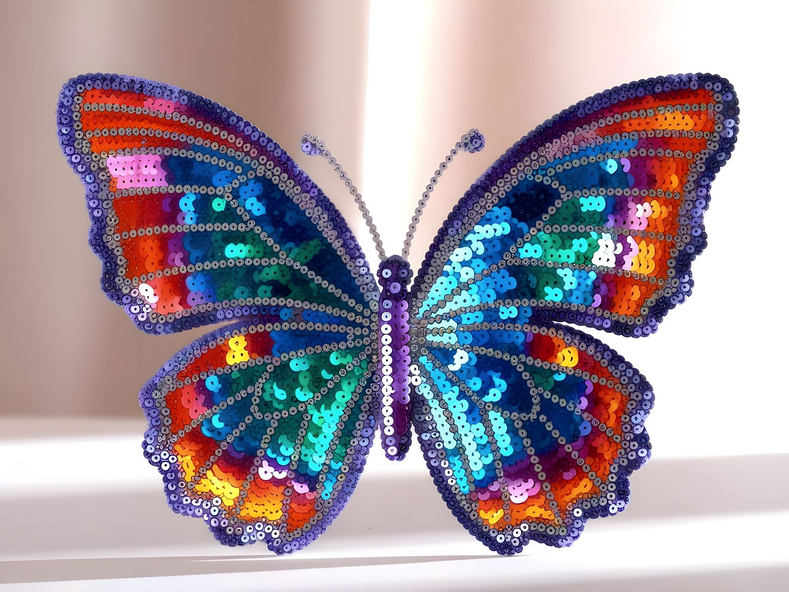Sequin Butterfly in Geometric Pattern