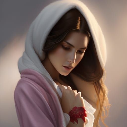 Cute College Girl Portrait in Hyperdetailed Style