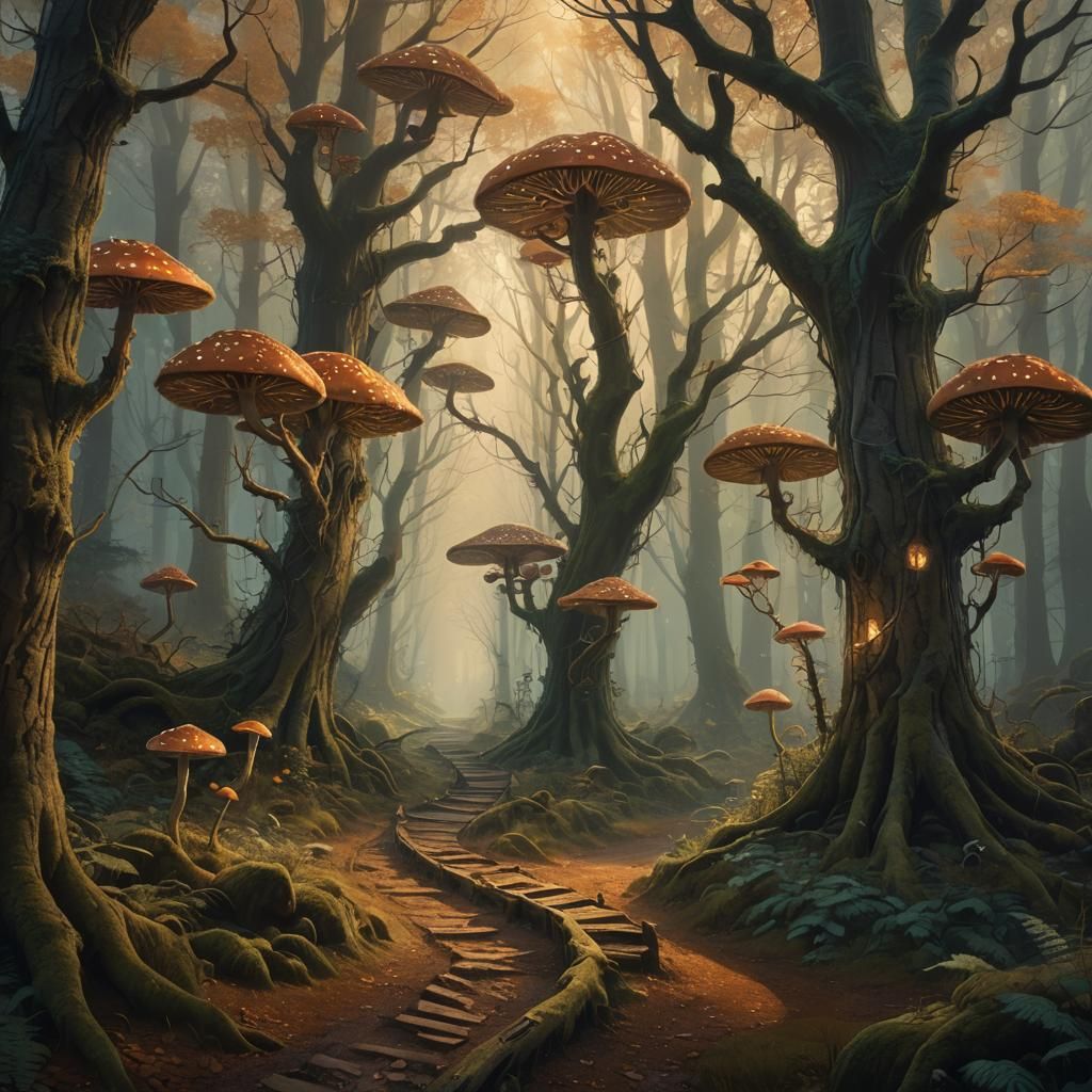 Mystical Forest Pathway, Digital Matte Painting