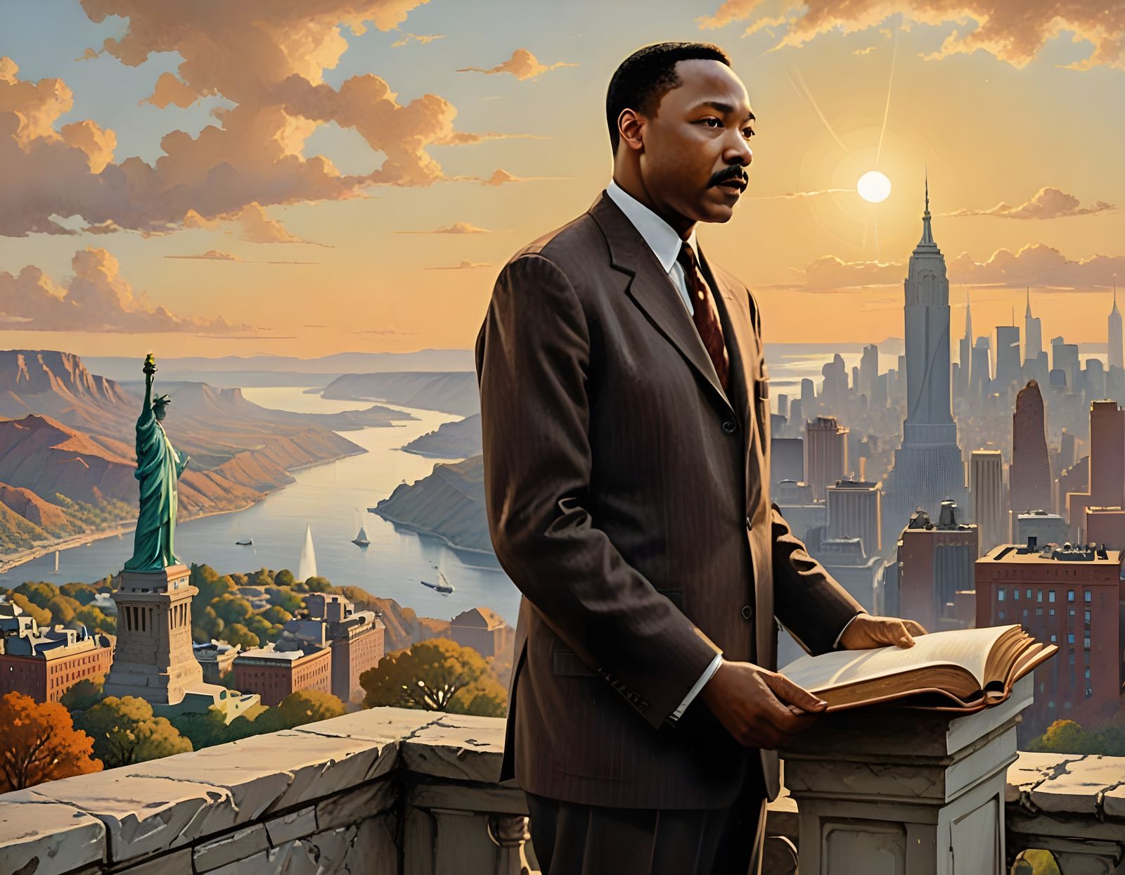 Martin Luther King Jr. Looks Out Upon America in a Vision of...