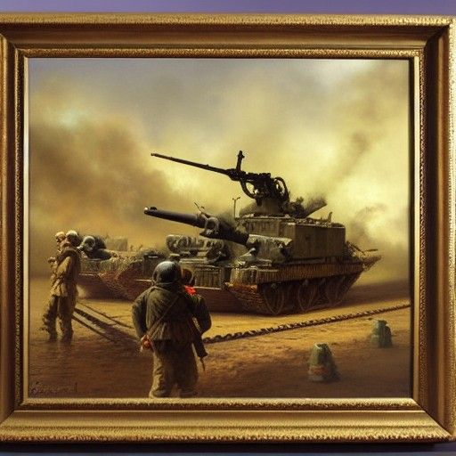 World War Scene as Oil Painting