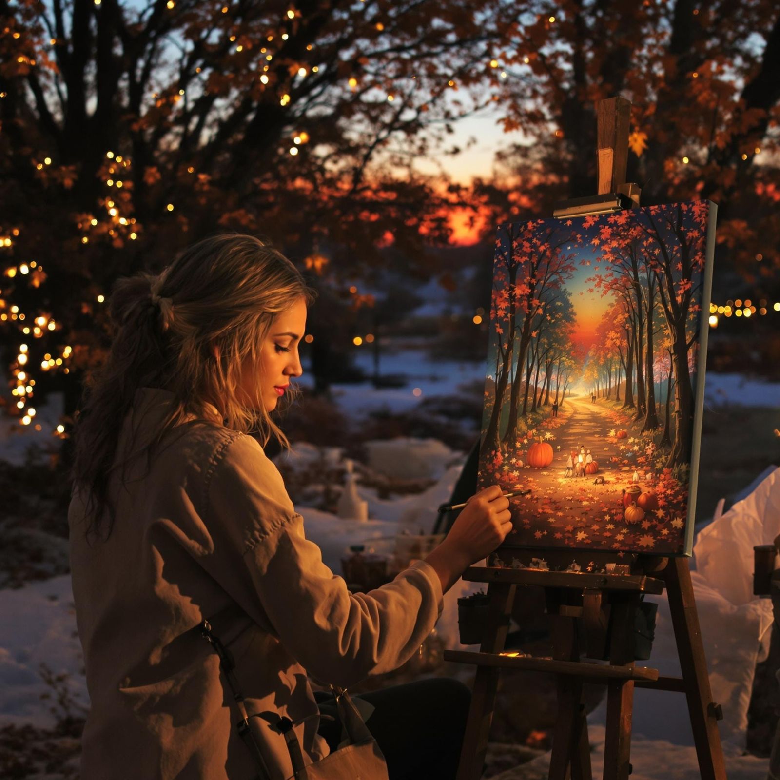 Enchanting Artist at Work on Thanksgiving Evening