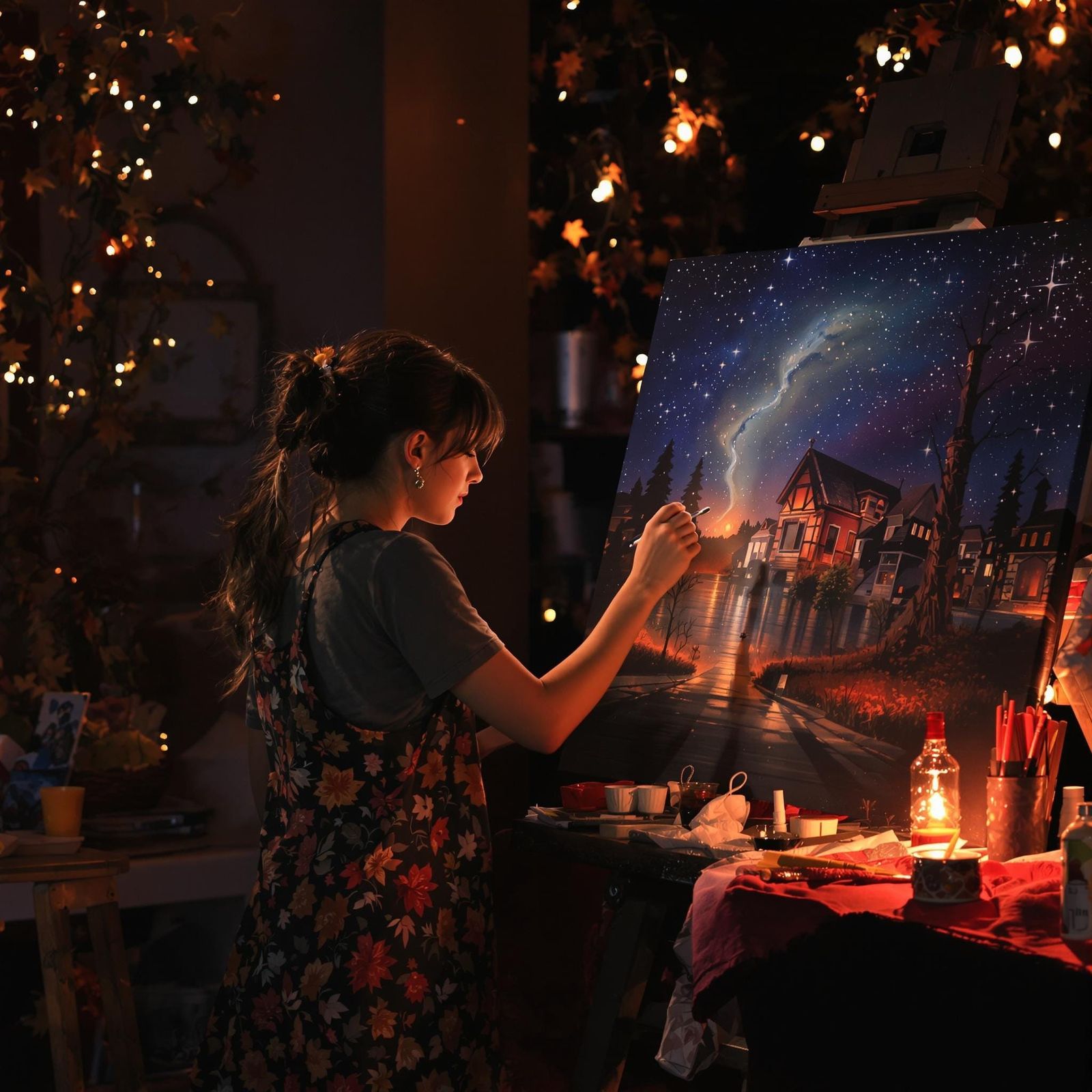 Enchanting Artist at Work on Thanksgiving Evening