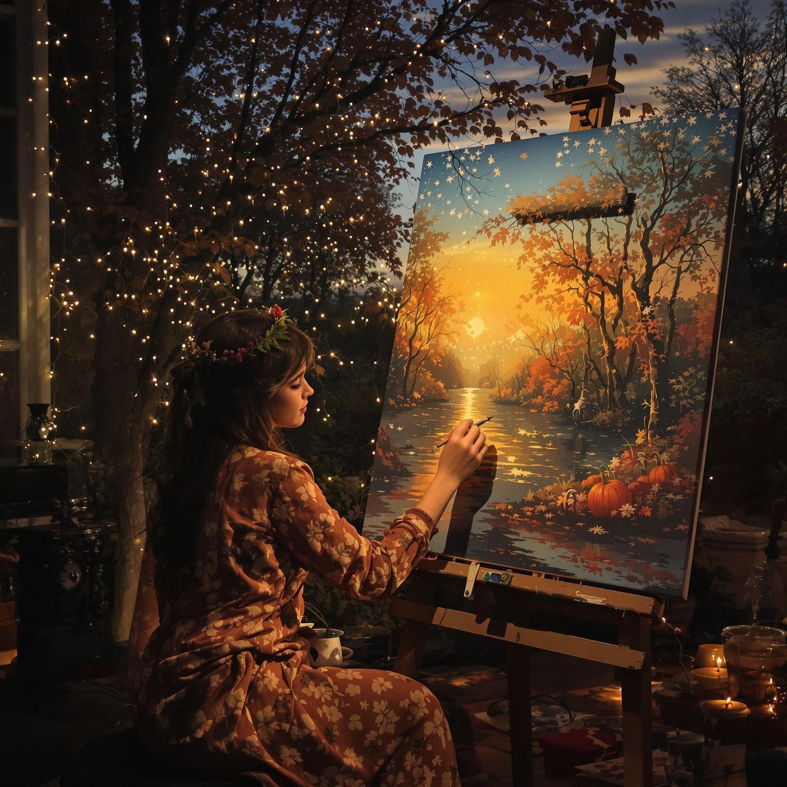 Enchanting Artist at Work on Thanksgiving Evening