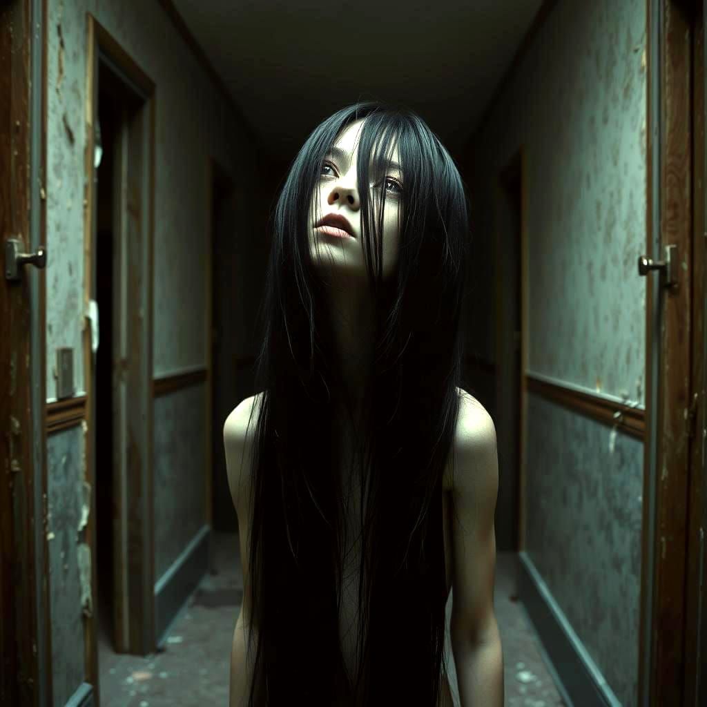 Creepy Girl in Abandoned House - Horror Scene