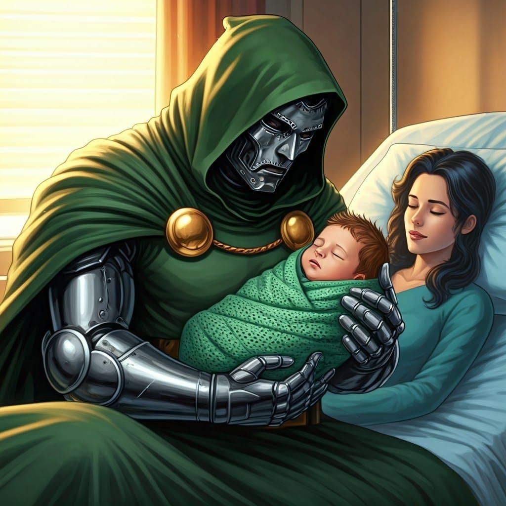 Doctor Doom is in the hospital holding his brand new baby so...