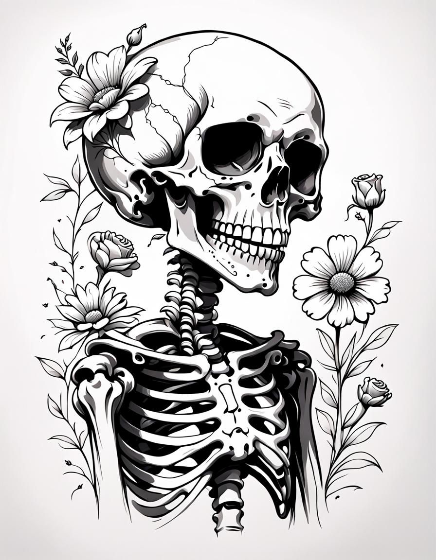 Happy Skeleton Wishes You a Happy Halloween in Minimalist Li...