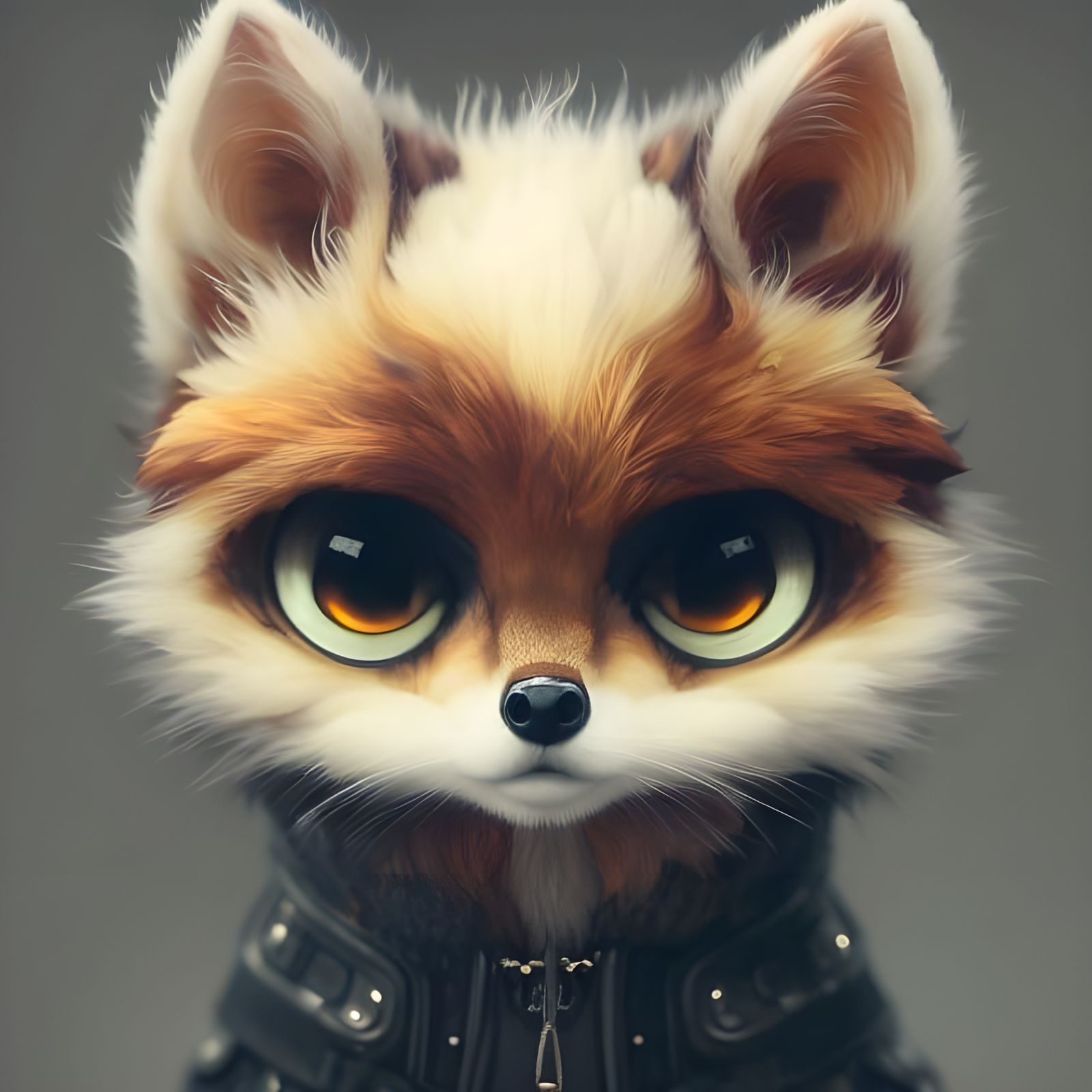 Hooded Fox Portrait with Detailed Reflections