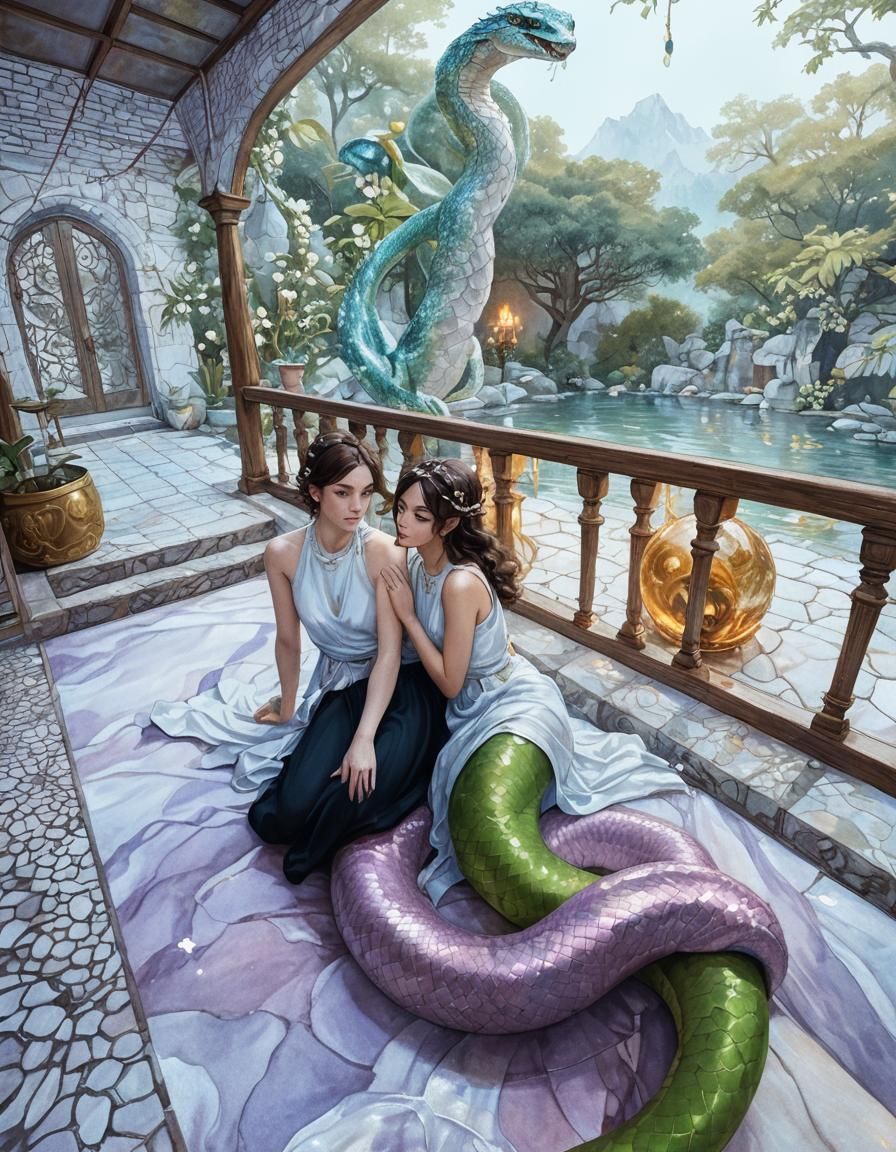 Lamia Transformation Magic in Dreamy Art Style
