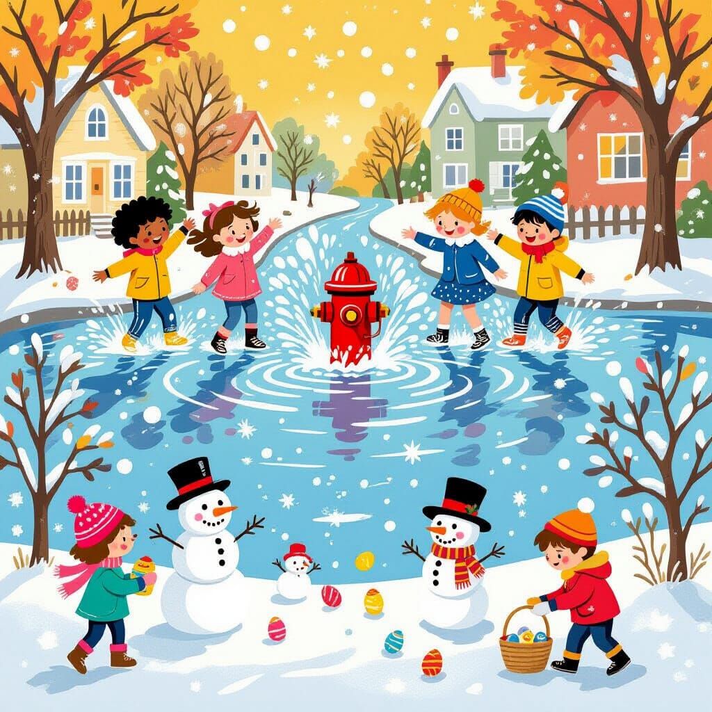 Four Seasons of Childhood Fun in Whimsical Style