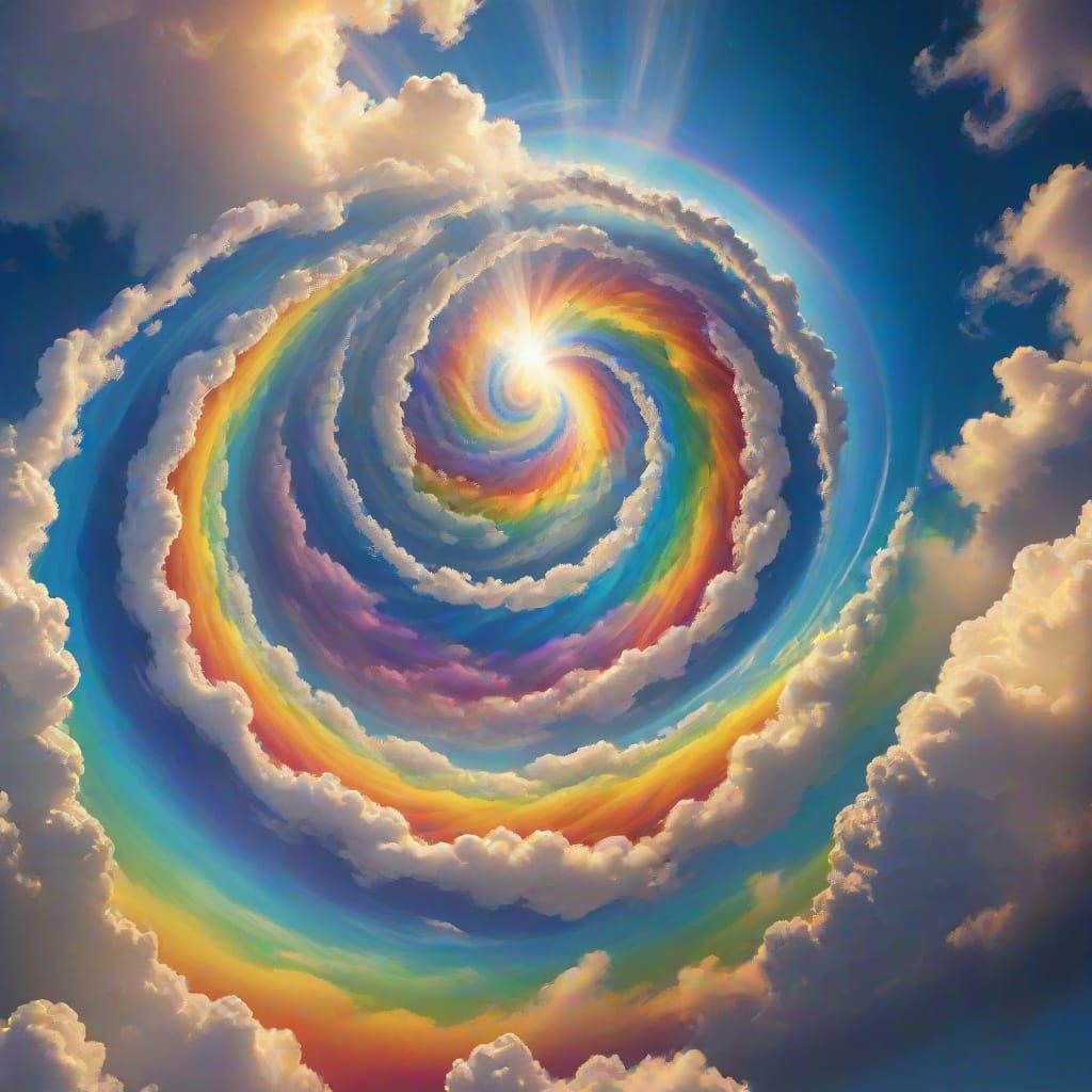 Whirling Rainbow Clouds Ascend in Ethereal Harmony