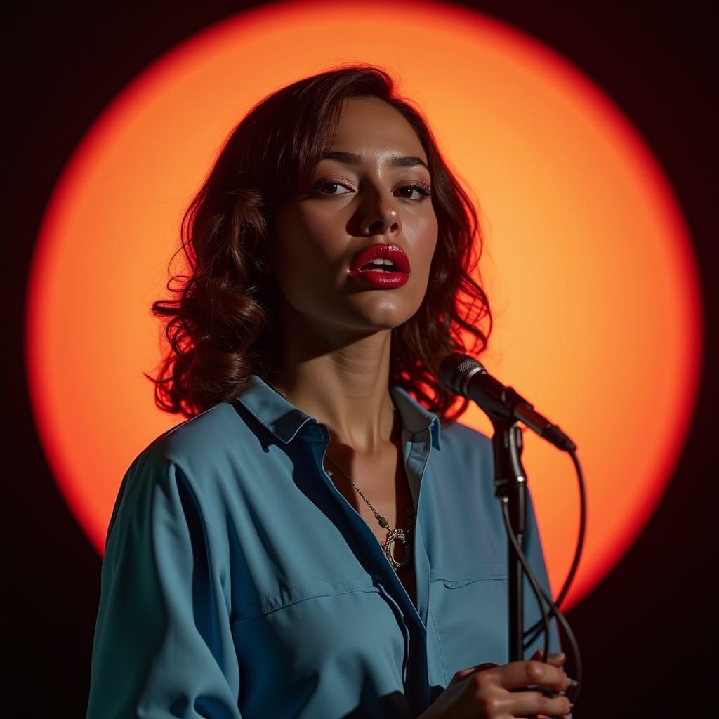 1960s Motown Singer on Stage: Digital Art