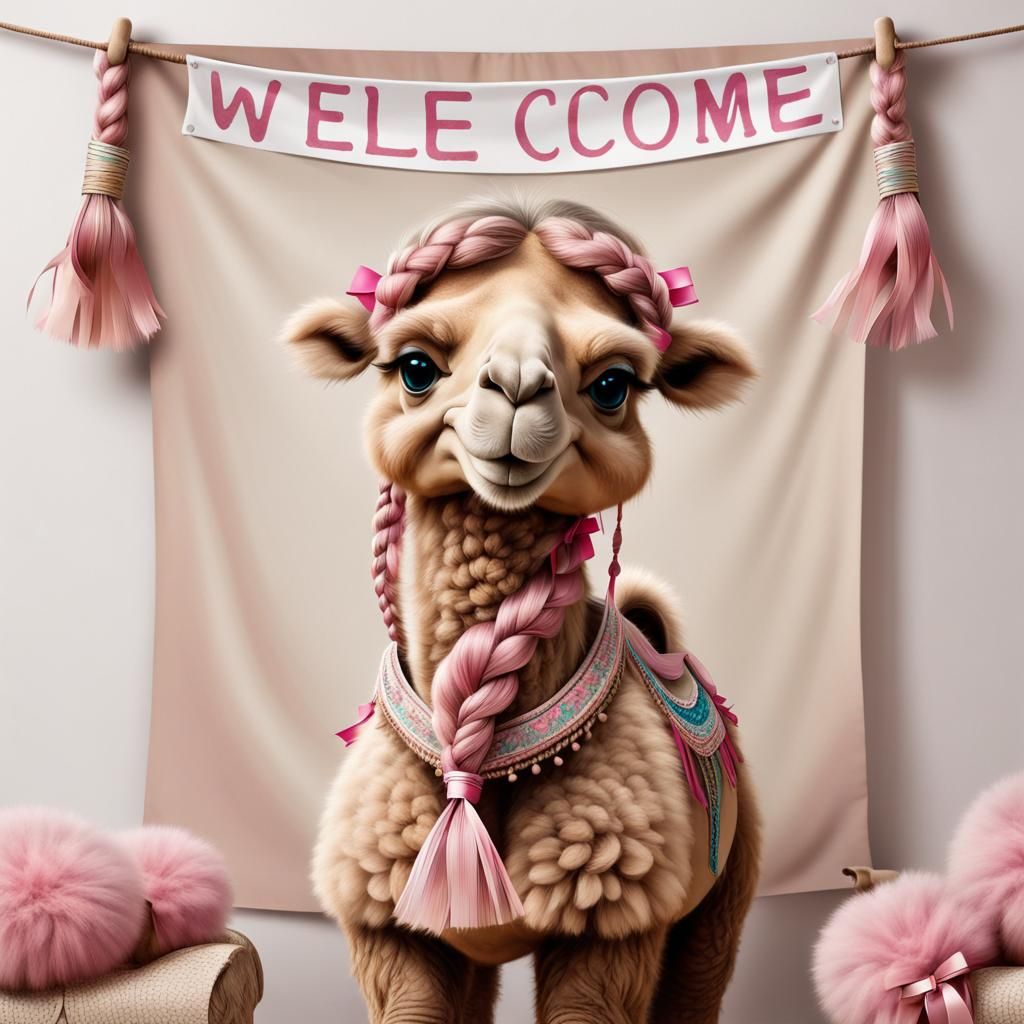 Boho Camel with Braids Welcomes You