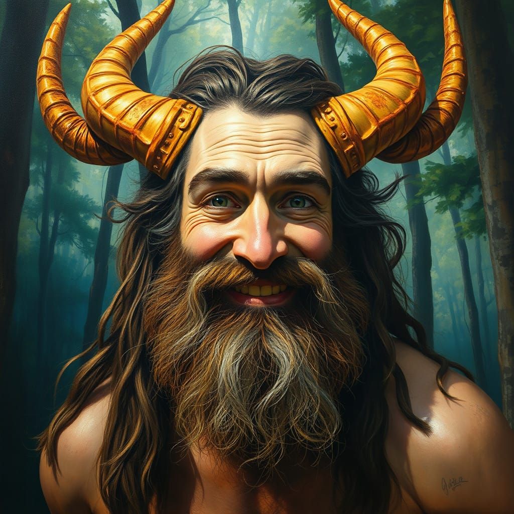 Mythical Satyr in Mysterious Forest Landscape