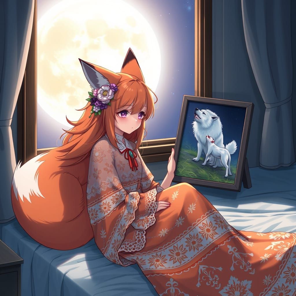A Lonely Fox Anime Girl Reflects on Memories