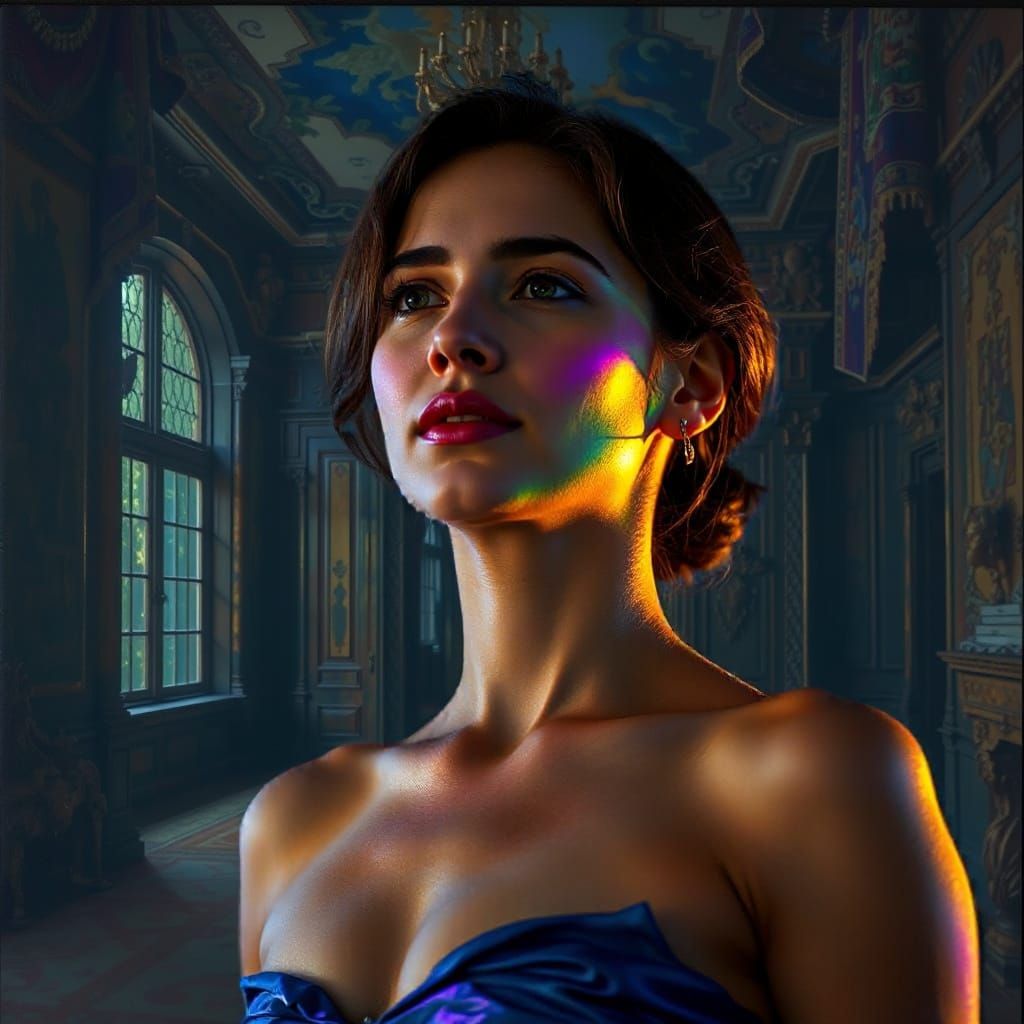 Opulent Baroque Room with Sweeping Staircase