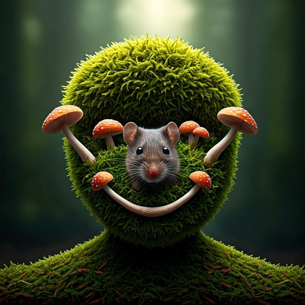 Whimsical Forest Face in Dreamlike Surrealist Style