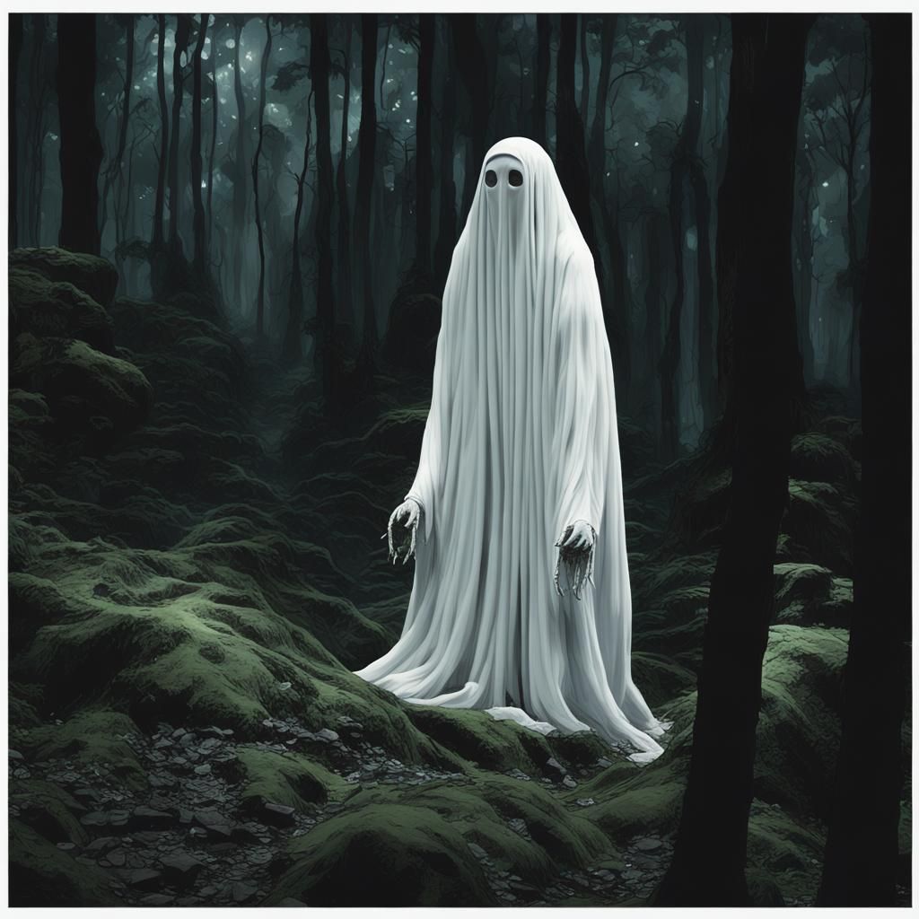 Pocong in Studio Ghibli Style Forest