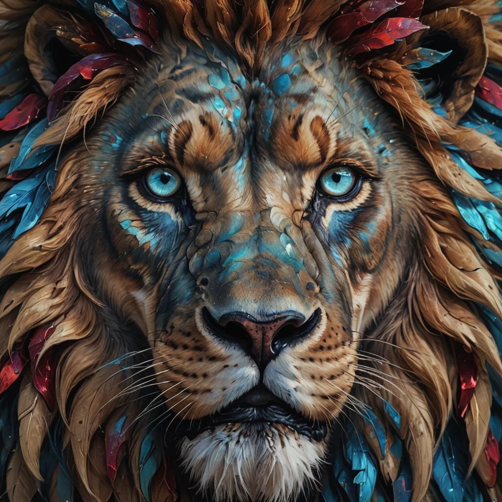 Majestic Lion Portrait with Piercing Eyes
